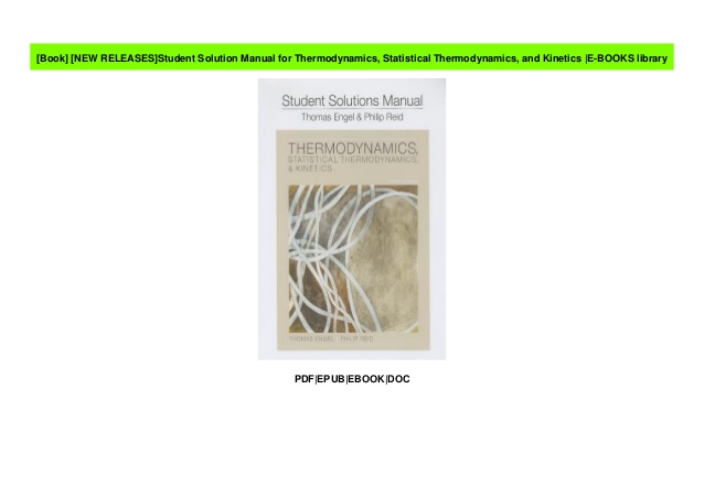 Thermodynamics Statistical Thermodynamics And Solution Manual